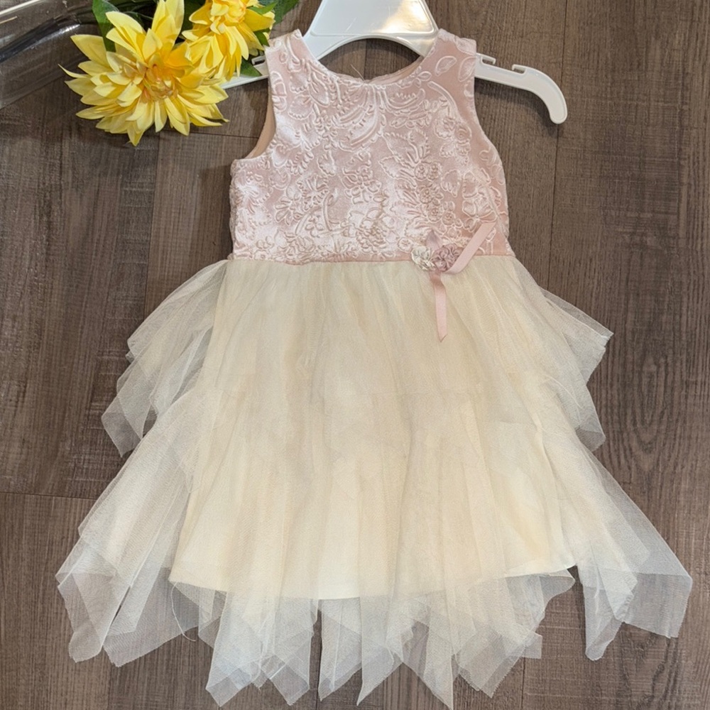 Charming Pink and Cream Kids Dress